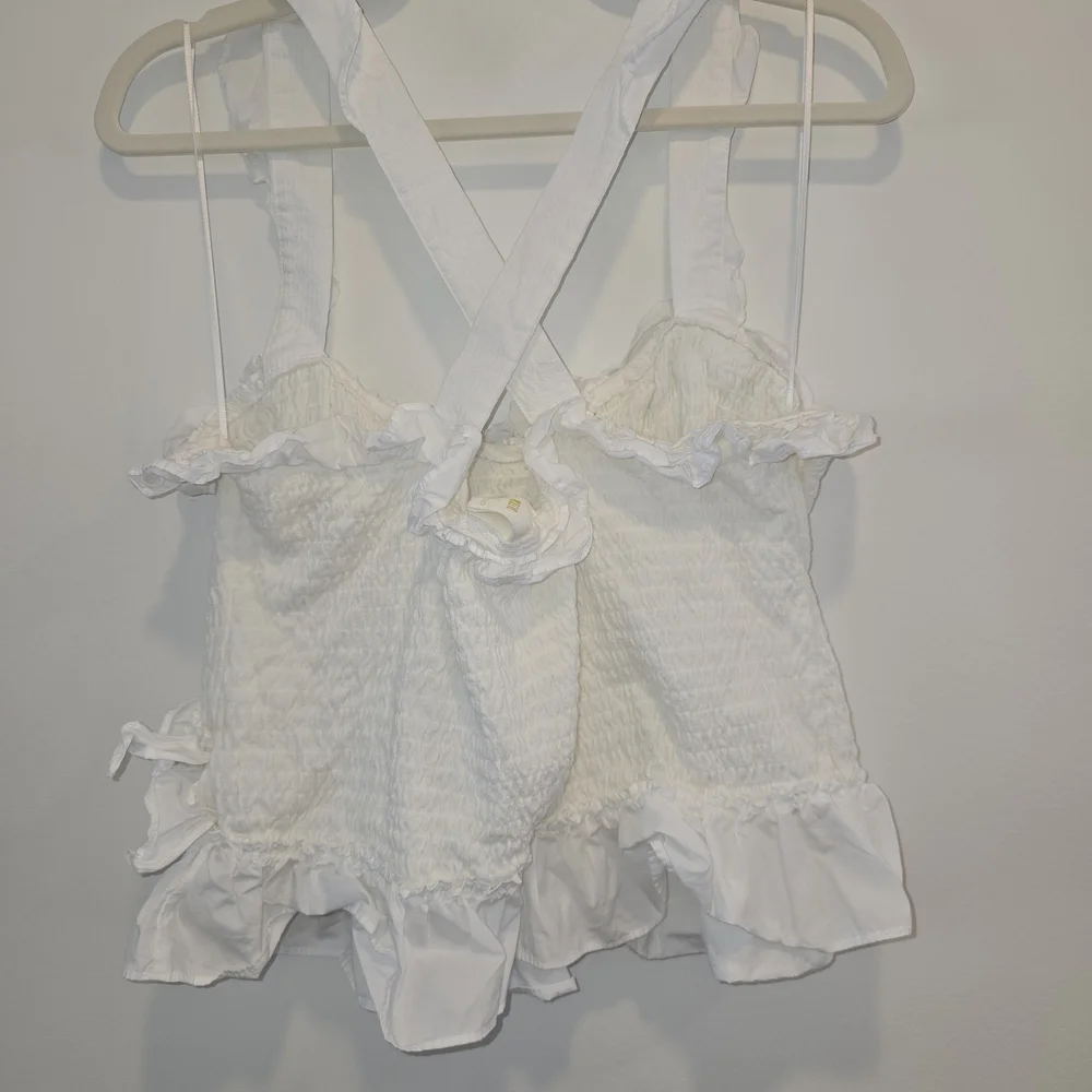 Anthropologie White Ruffled Tank Top Size Xl Preloved In Great Condition - Picture 5 of 7